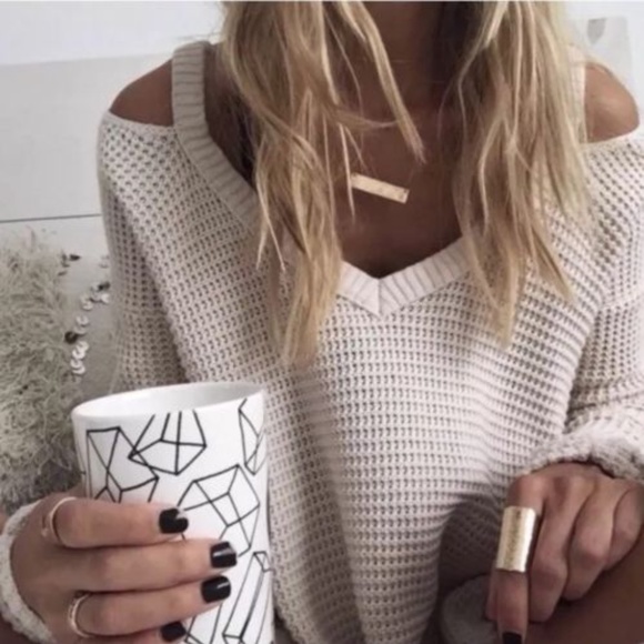 Figleaffashion Sweaters - SOLD OUT!! Thermal Henley Cold Shoulder Sweater